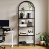 5 Tier Bookcase and Bookshelf, Free Standing Metal Frame Arched Racks, Modern Storage Rack Shelf  for Bedroom Living Room Home Office - 4 of 4