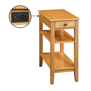 American Heritage 1 Drawer Chairside End Table with Charging Station and Shelves - Breighton Home - 1 of 4