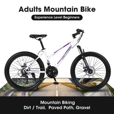 FIONECA 26 inch Mountain Bike for Teenagers Girls Women, Shimano 21 Speeds with Dual Disc Brakes and 100mm Front Suspension