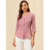 INSPIRE CHIC Women's Polka Dots 3/4 Sleeve Casual Button Front Shirt - 2 of 4