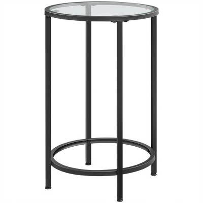 Yaheetech Round Accent Table with Glass Top and Metal Frame for Living Room