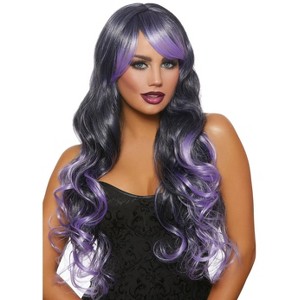 Dreamgirl Long Wavy Ombre Layered Wig (Black/Lavender) - 1 of 1