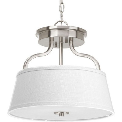 Brushed Nickel Drum Semi-Flush Convertible Light