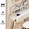 CAVINAS Makeup Vanity with Round Mirror Large Storage Bedroom Furniture Modern White Vanity for Bedroom, White Oak - 4 of 4