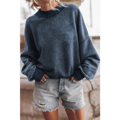I AM A FASHION JUNKY Brown Plain Drop Shoulder Crew Neck Pullover Sweatshirt