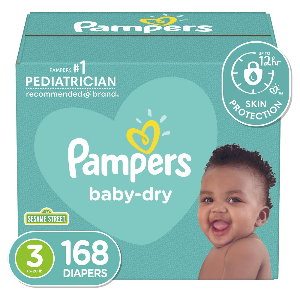 Pampers Baby Dry Disposable Diapers Enormous Pack - Size 3 (168ct)
