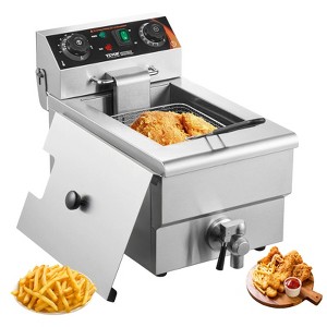 VEVOR Commercial Deep Fryer, 1500W Electric Countertop Fryer with Basket, 11.6Qt / 11L Stainless Steel Single Oil Fryer with Time & Temp Control - 1 of 4