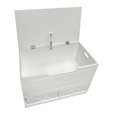 Dual-Tone White & Gray Toy Storage Bench with Reversible Baskets