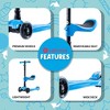 LaScoota 2-in-1 Kids Kick Scooter, Adjustable Height Handlebars and Removable Seat, 3 LED Lighted Wheels and - Blue - 3 of 4