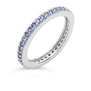 SHINE by Sterling Forever Sterling Silver Thin Rainbow CZ Band Ring - 1 of 3