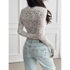 Womens Cardigan V Neck Lace Trim Tie Front Long Sleeve Cardigan - 3 of 4