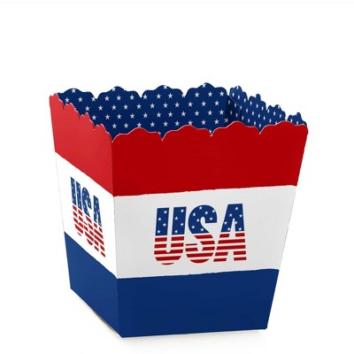 Big Dot of Happiness Stars & Stripes - Party Mini Favor Boxes - Memorial Day 4th of July & Labor Day USA Patriotic Party Treat Candy Boxes - Set of 12