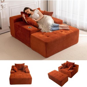 MAXYOYO Oversized Chaise Lounge Sofa, Upholstered Lounge Chair with 3 Pillows for Living Room, Bedroom, No Assembly Required - 1 of 4