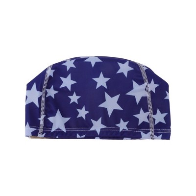 Unique Bargains Polyester Stars Pattern Swim Cap 5.91"x9.25" Blue White 1 Pc