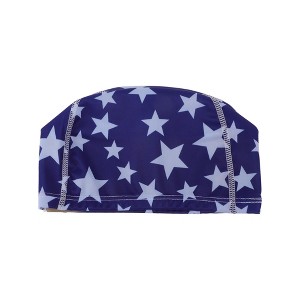 Unique Bargains Polyester Stars Pattern Swim Cap 5.91"x9.25" Blue White 1 Pc - 1 of 4