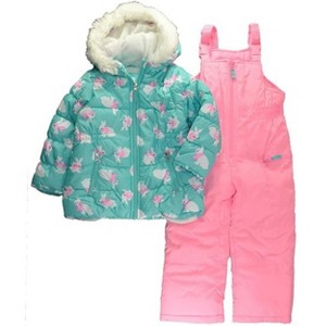 Carter's Girls' Heavyweight 2-Piece Skisuit Snowsuit, Turquoise Bunny, 5-6 - 1 of 3