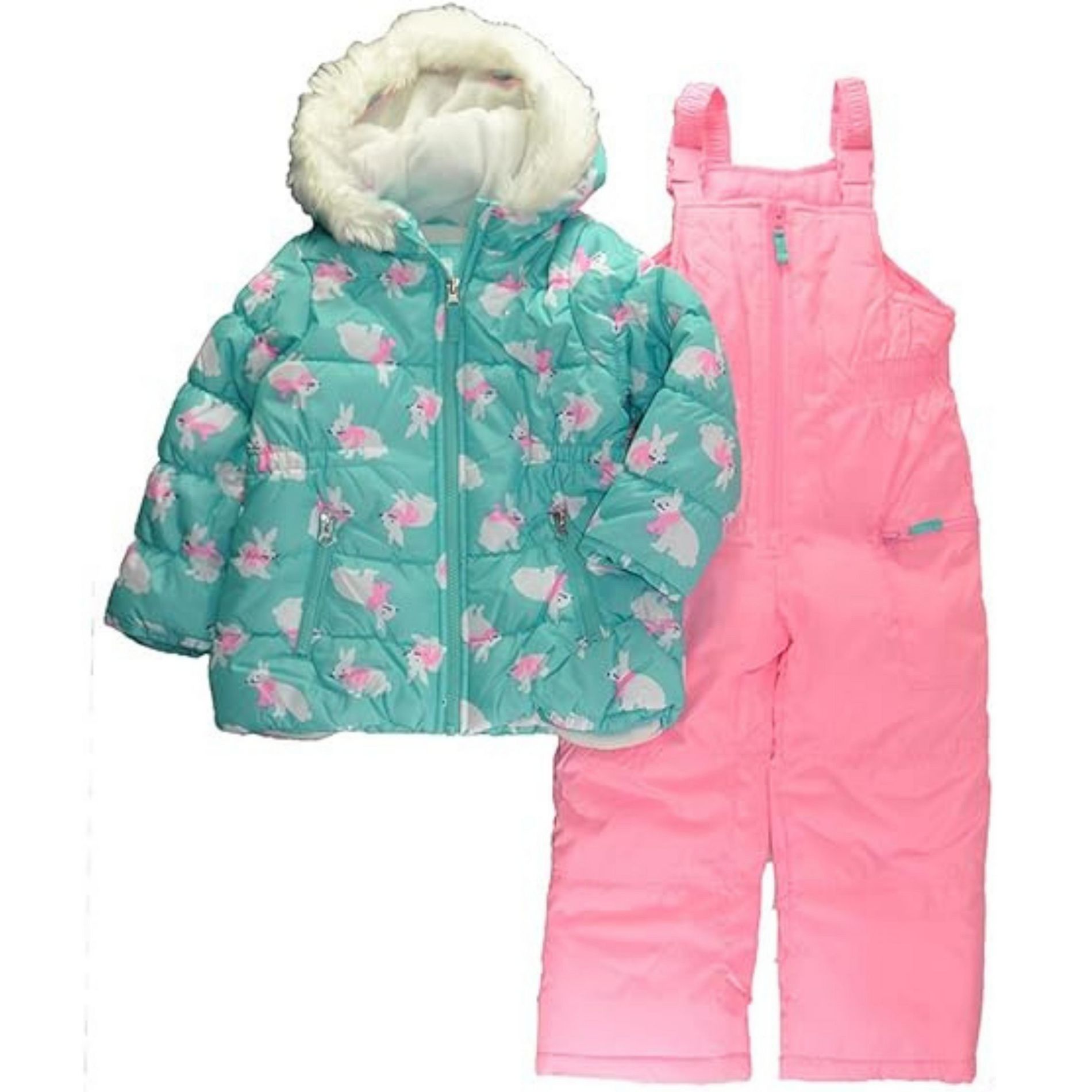 Carter's Girls' Heavyweight 2-Piece Skisuit Snowsuit, Turquoise Bunny, 5-6