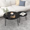 Airsurfer 27.56'' Round Nesting Coffee Table Set of 2, Circular Nesting End Table Set, Round Marble Tabletop, and Metal Base for Living Room - 2 of 4