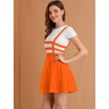 INSPIRE CHIC Women's Pleated A-Line Elastic Waist Mini Braces Suspender Skirt - 2 of 4