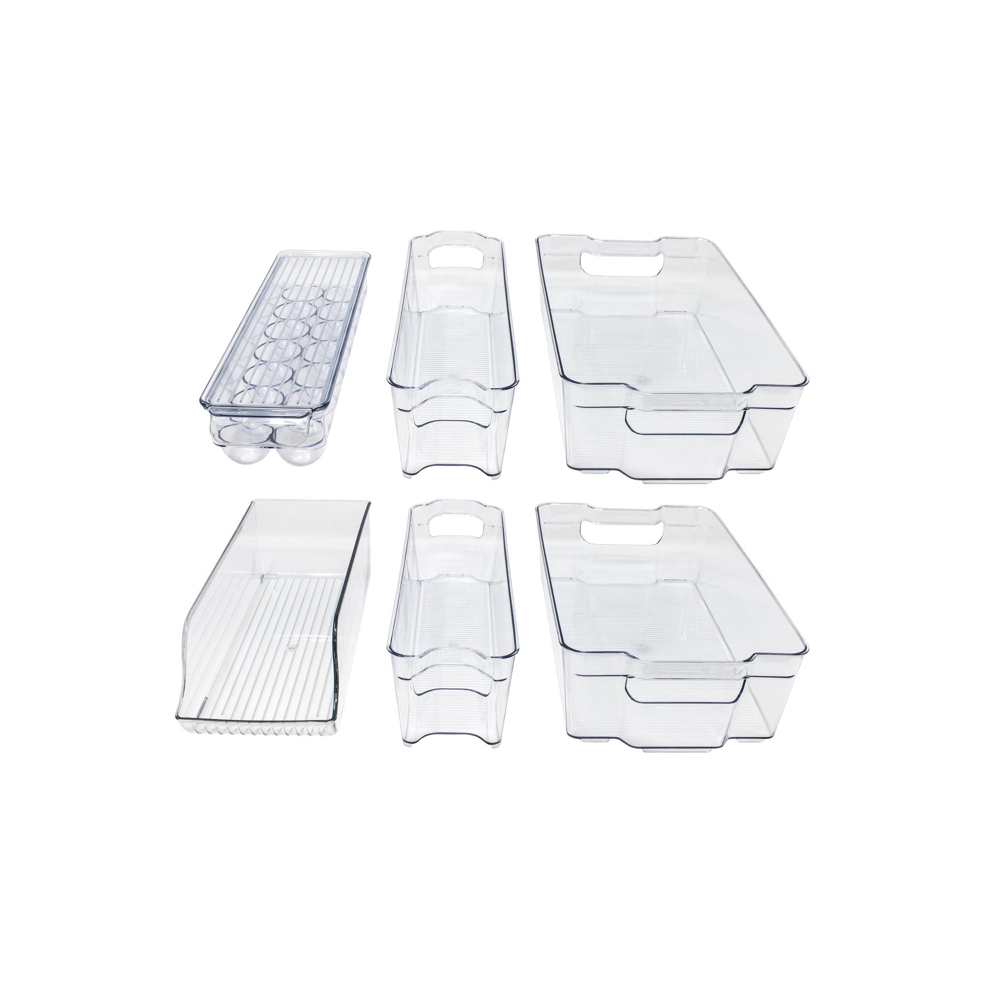Sorbus 6 Pack Stackable Plastic Clear Fridge Bins - for Freezer and Pantry
