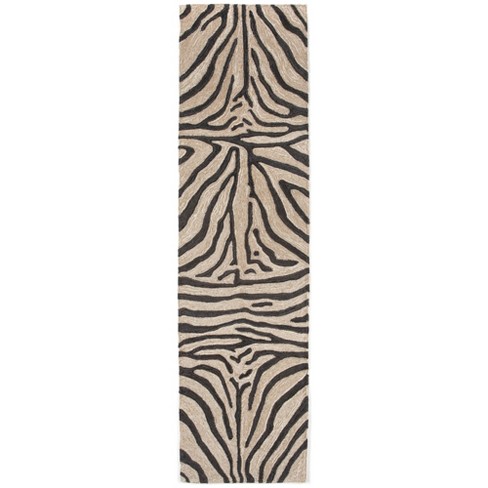 Liora Manne Ravella Zebra Indoor/outdoor Rug Black 2' X 8' : Target