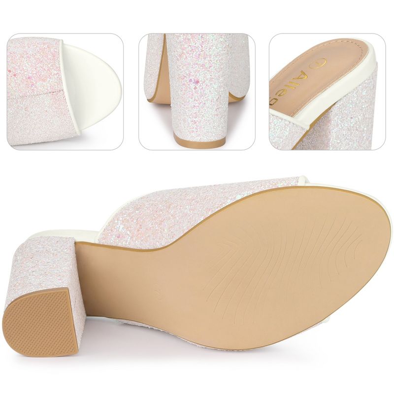 Perphy Women's Glitter Slip-on Chunky Heels Mule Sandal, 3 of 5