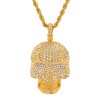 Steeltime 30" 18k gold plated stainless steel and simulated diamonds skull pendant - 2 of 4