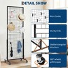 Coucheta Heavy-Duty Grid Wall Panel Display Stand - 2' x 5.6' Movable Gridwall with Triangle T-Base Floor Stand - Includes 12 Clips & 24 Hooks - 3 of 4