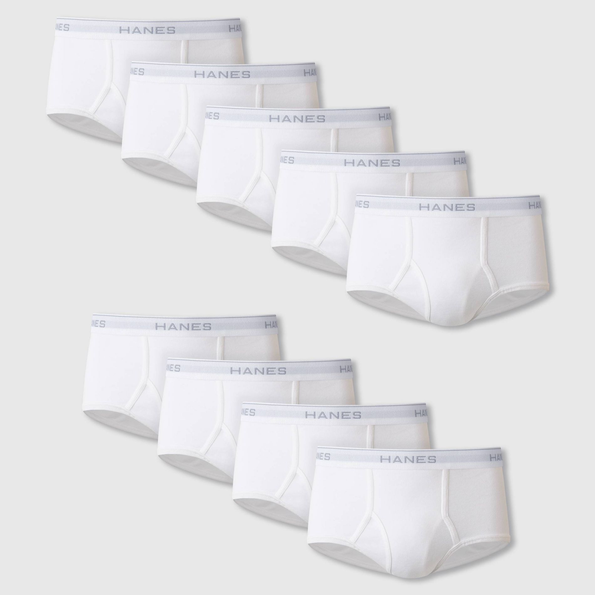 Hanes Men's 9pk Briefs - White L: Tagless, High Rise, Breathable, Moisture Wicking, Full Waistband Elastic