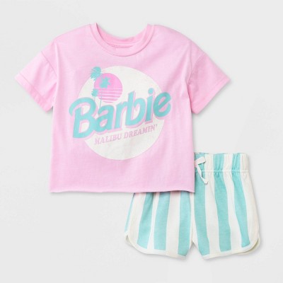 Barbie Girls T-shirt And Shorts Outfit Set Little Kid To Big Kid