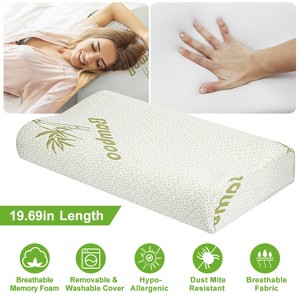 BAFODE Memory Foam Bamboo Pillow for Sleeping-Cool & Breathable Cover with Zipper Rayon Derived from Bamboo - Relieves Neck Pain - Back/Stomach, White - 1 of 4
