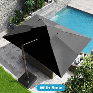 Crestlive Products 12.5' Patio Cantilever Umbrella with Base Double Top UV30+ High-strength Aluminum Pole with 360°Rotation 5 Heights Adjustable - 1 of 4