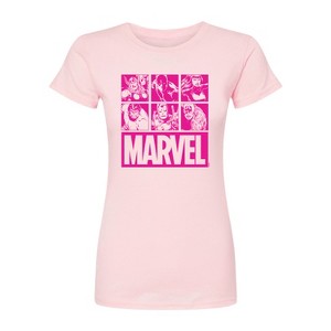 Women's - Marvel - Pink Character Valentine Characters Fitted Graphic T-Shirt - 1 of 2