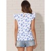 INSPIRE CHIC Women's Floral Print Flying Sleeve Round Neck Keyhole Lace Patchwork Summer Blouse - image 3 of 4