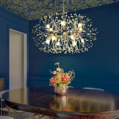 LLHZSY 12/20-Light Modern Glam Crystal Sphere Pendant Chandelier, G9 Bulbs Included - 28 2/5" or 36" W - Gold/Chrome