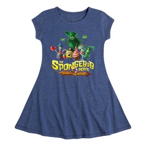 Girls' - Spongebob Squarepants - Spongebob: The Search For Squarepants Logo Fit & Flair Cap Sleeve Graphic Dress - 1 of 4