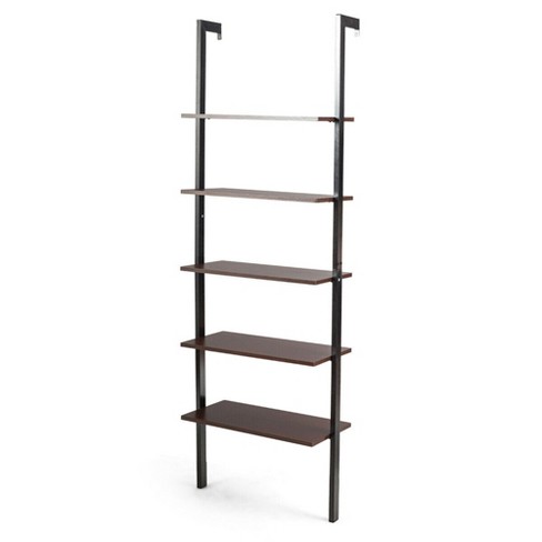 Brown Wood Black Metal Frame Wall Shelves