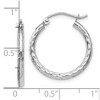 Black Bow Jewelry 2mm 10k White Gold Diamond Cut Round Hoop Earrings, 20mm (3/4 Inch) - 4 of 4