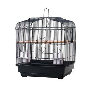20.5" Travel Bird Cage - Portable Metal Carrier w/Perches for Parakeets, Canaries & Finches, Handle & Easy-Clean Tray - 1 of 4