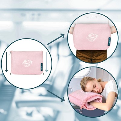 Light Pink Microfleece Travel Blanket and Pillow Set