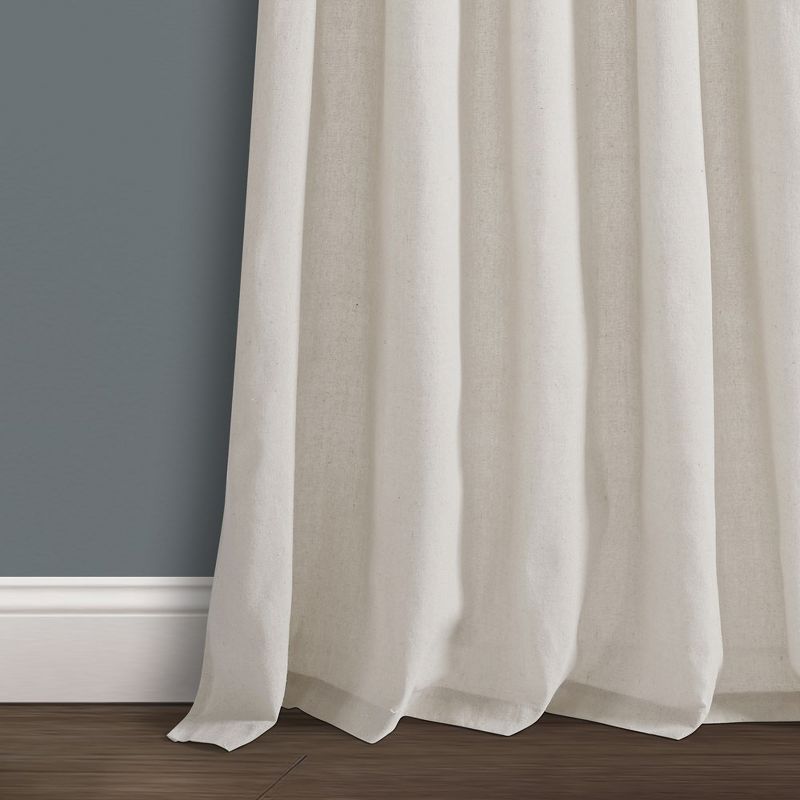 Burlap Knotted Tab Top Window Curtain Panels Light Linen 45X120 Set, 3 of 7