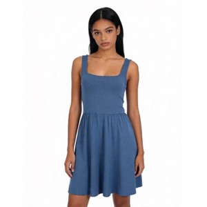 Cherie Code Women's Mini Dress  Sleeveless A-Line Summer Dress with Square  Neck Wide Straps Blue L : Target