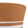 5.25" x 6.25" Kacy White Ticking 3-Stripe Terracotta Boho Style Artisan Handmade Planter Pot Home Living Room Patio Sunroom Faux Artificial Flower - 3 of 4