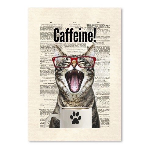 Americanflat Vintage Animal Cat Caffeine By Matt Dinniman Poster : Target