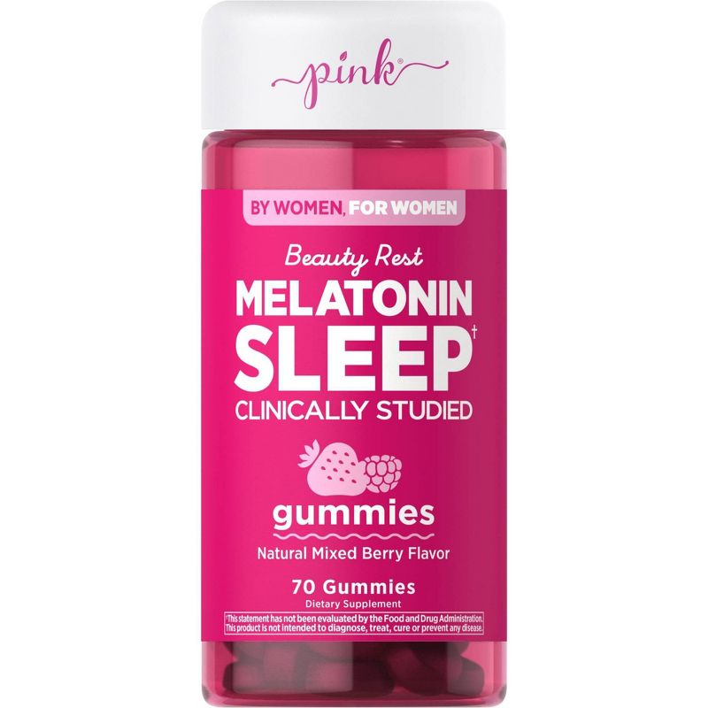 Pink Vitamins Beauty Rest Melatonin Vegan Gummies - Natural Berry - 70ct, 1 of 5
