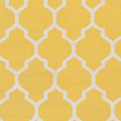 Ivory and Saffron Trellis Wool and Cotton 3' x 5' Area Rug