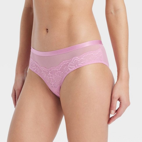 Women's Lace and Mesh Cheeky Underwear - Auden™ Rose Pink XL