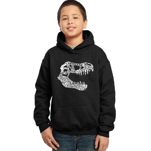 LA Pop Art Boy's Word Art Hooded Sweatshirt - TREX - 1 of 4