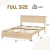 Natural Rattan Bed Frame with Wood Headboard, 2 Storage Drawers, RGB LED Lights, Boho Platform Bed with Wooden Slats, No Box Spring Needed - 2 of 4