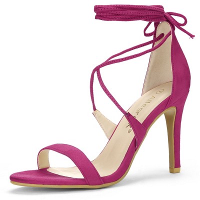 Allegra K Women's Solid Open Toe Lace Up Stiletto Sandals